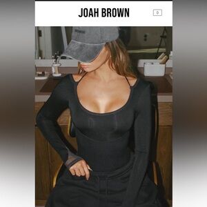 Joah Brown Flex Rib SCOOP CORSET LONG SLEEVE in black